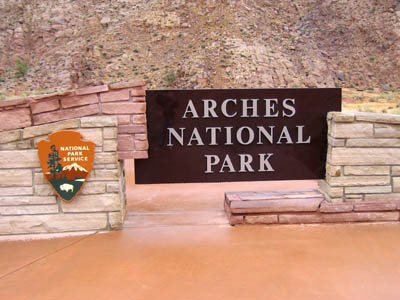 Eingangsschild Arches NP